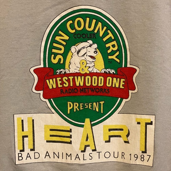 Vintage 1987 Heart Bad Animals Two Sided Single Stitch Tour T-shirt Size Large - Picture 6 of 8